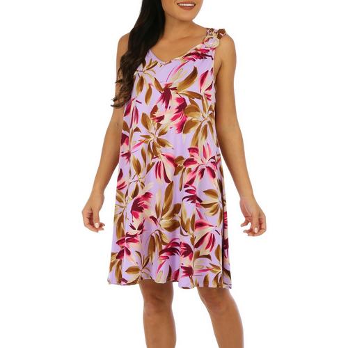 Lexington Avenue Womens Floral Print Sleeveless Dress