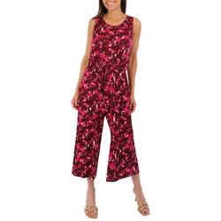 Womens Graphic Tie Front Sleeveless Jumpsuit