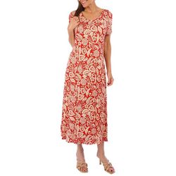 Cupio Womens Floral Mosaic Short Sleeve Maxi Dress
