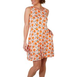 Cupio Womens Pocketed All-Over Orange Dress