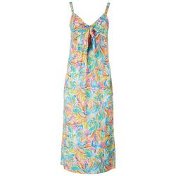 Womens Tropical Knotted Midi Sun Dress