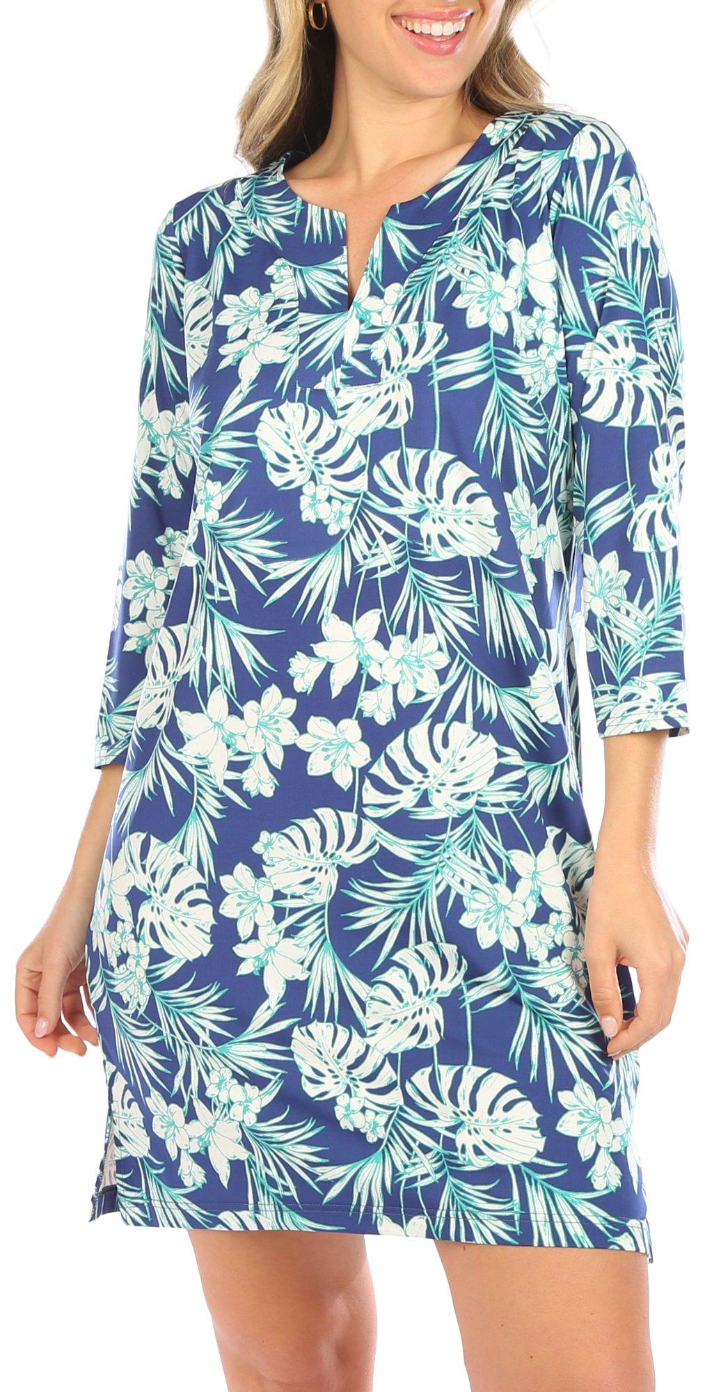 Stella Parker Womens Tropical 3/4 Sleeve Dress