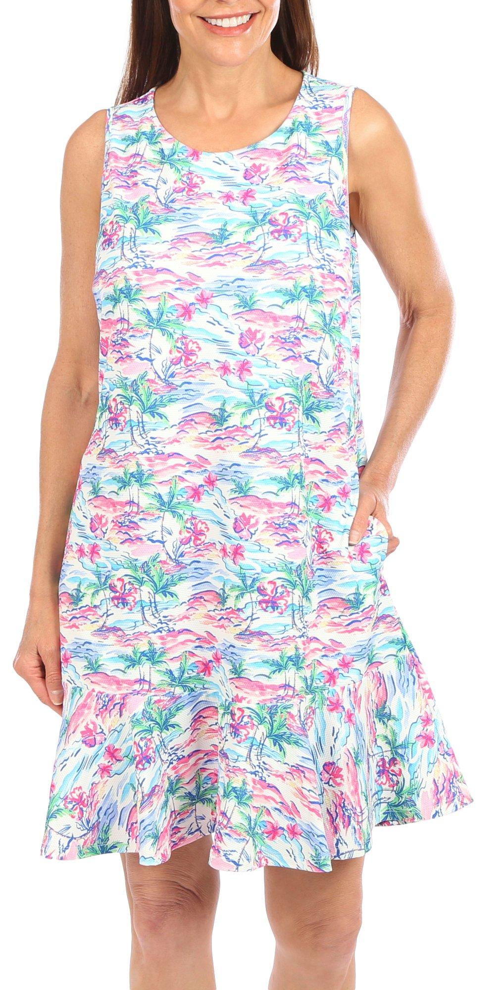 Womens Tropical Sleeveless Dress
