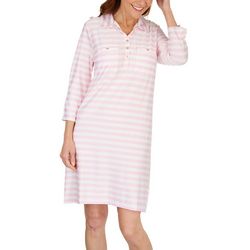Stella Parker Womens Stripe UPF 50+ Long Sleeve Beach Dress