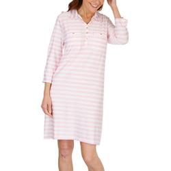 Womens Stripe UPF 50+ Long Sleeve Beach Dress