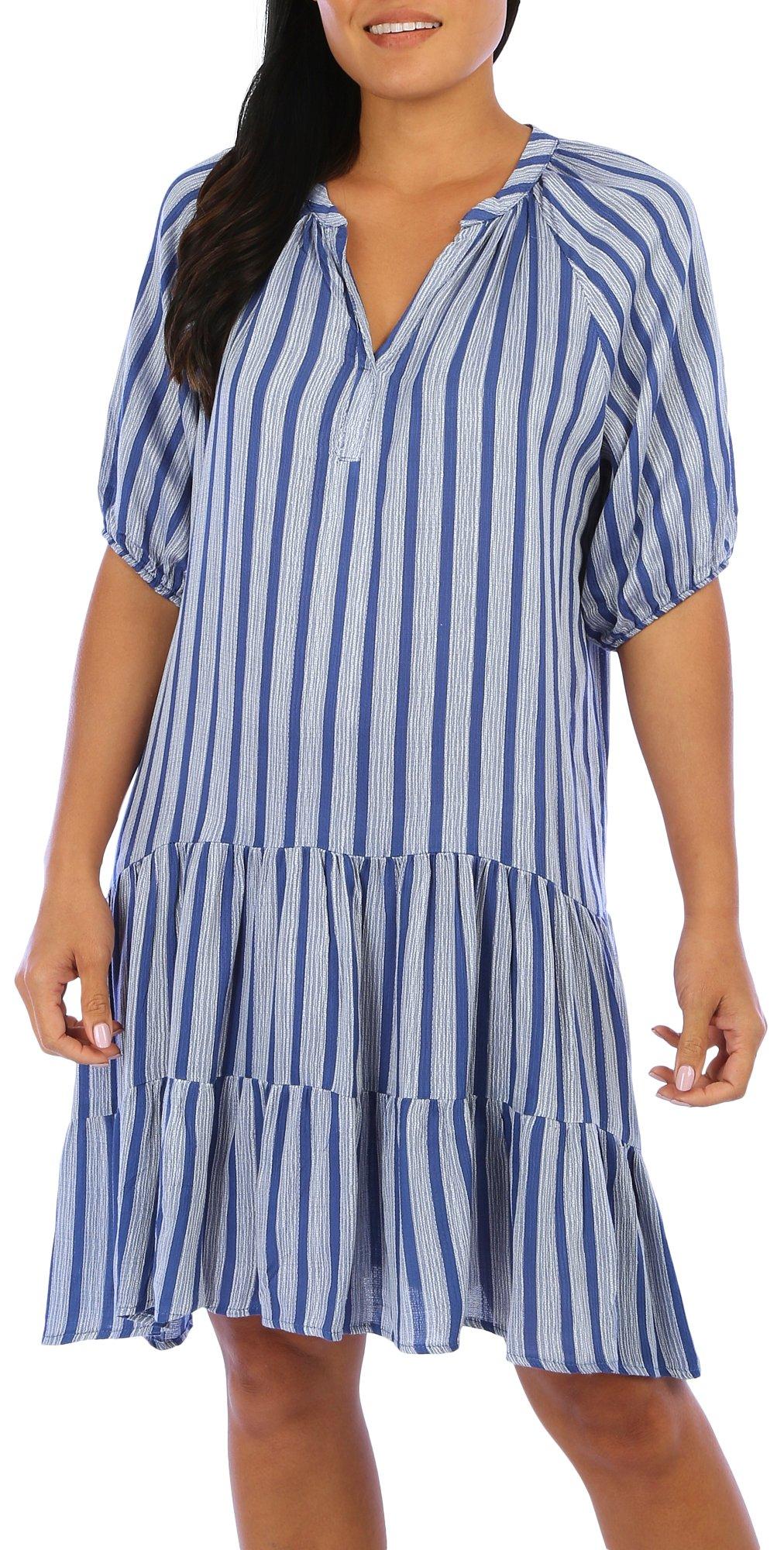 Womens Striped Short Sleeve Dress