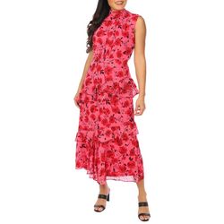 Womens Floral Tiered Sleeveless Dress
