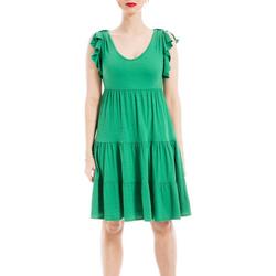 Womens Solid Tiered Short Sleeve Dress