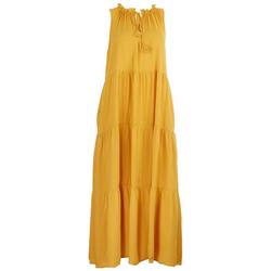 Womens Tiered Mustard Maxi Dress