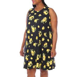 Allison Brittney Plus Yummy Lemon Flower Sleeveless Dress
