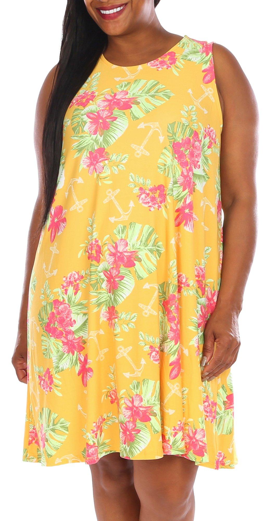 Allison Brittney Plus Tropical Sleeveless Dress
