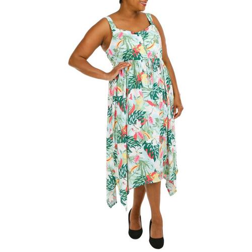 Jamie & Layla Plus Tropical Garden Ruched Sleeveless