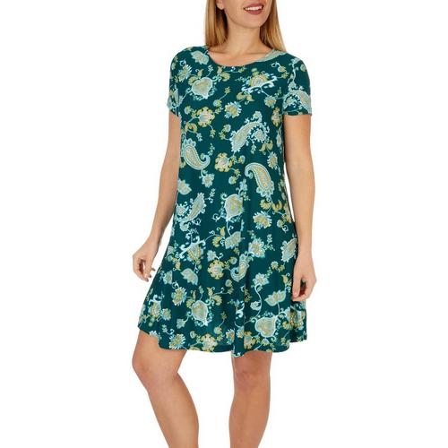 Allison Brittney Plus Floral Paisley T-Shirt Dress
