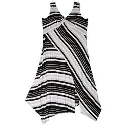 Plus B&W Striped Maxi Dress