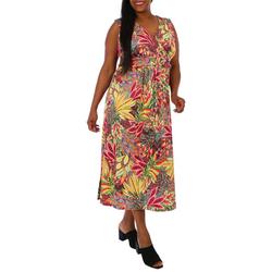 Plus Tropical Sleeveless Maxi Dress