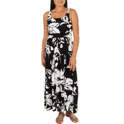 Plus Side Ruched Floral Sleeveless Maxi Dress