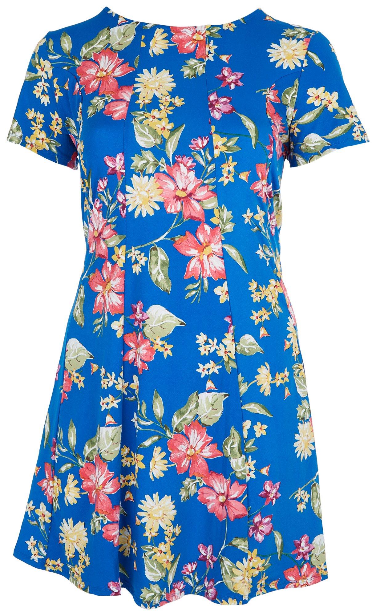 Plus Floral Short Sleeve Dress