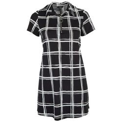 Cocomo Plus Plaid 1/4 Zip O-Ring Short Sleeve Dress