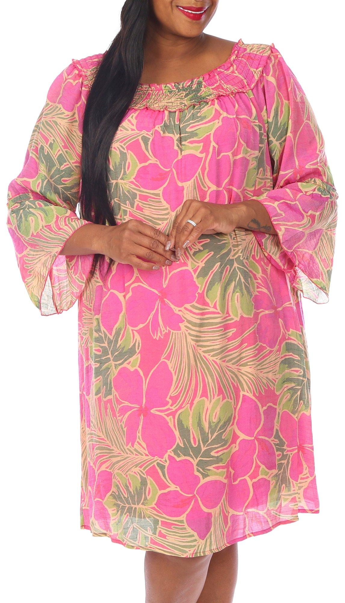 Mlle Gabrielle Plus Tropical Woven Midi Dress