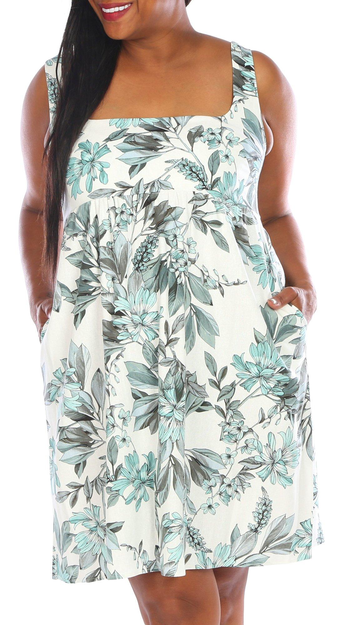 Connected Apparel Plus Floral Sleeveless Dress
