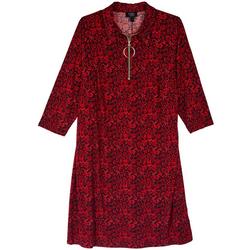 Plus Floral Paisley O Ring 3/4 Sleeve Dress