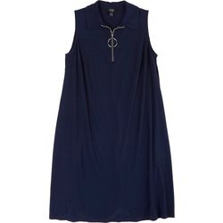 MSK Plus Solid Quarter Zip Sleeveless Dress