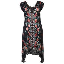 Plus Floral Crochet Hanky Hem Sleeveless Dress