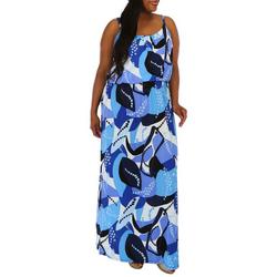 Womens Plus Abstract Design Maxi Dress