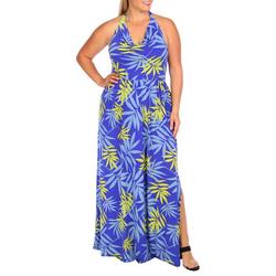Plus Tropical Print Sleevless Maxi Dress