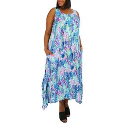 Water Lily Plus Abstract Print Wear Two Way Midi Dress