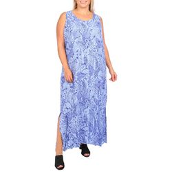 Water Lily Plus Tropical Floral Woven Maxi Dress