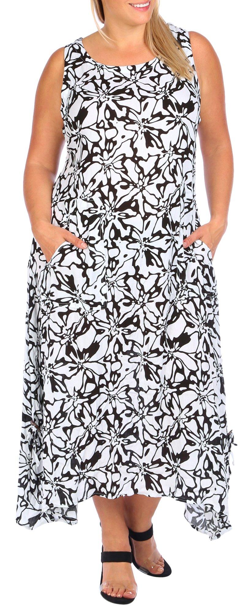 Plus Print Wear Two Way Patio Midi Dress