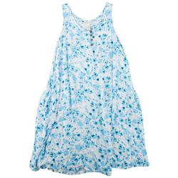 Plus Floral 3-Button Sun Dress