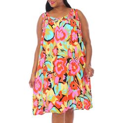 Plus Tropical Pattern Woven Midi Dress