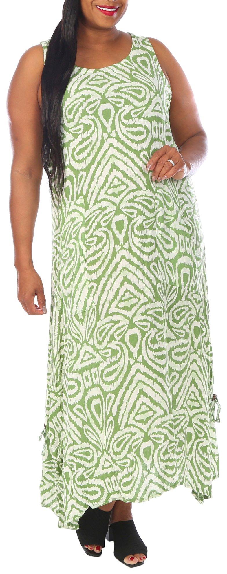 Water Lily Plus Abstract Wear-Two-Way Midi Dress