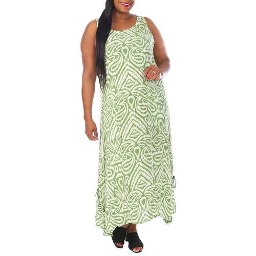 Water Lily Plus Abstract Wear-Two-Way Midi Dress