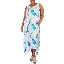 Water Lily Plus Curved Stripes Wear Two Way Midi Dress