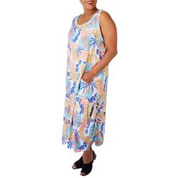 Water Lily Plus Tropical Leaves Wear Two Way Midi Dress