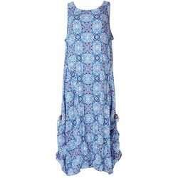 Plus Mosaic Crepon Wear-Two-Way Midi Patio Dress