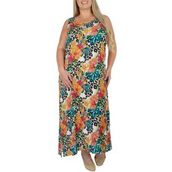 Plus Print Woven Sleeveless Maxi Dress