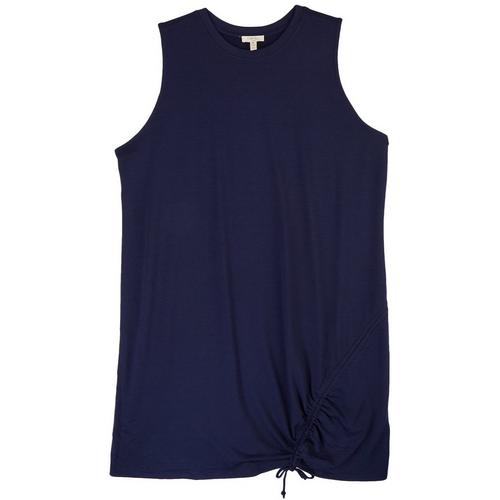 Como Blu Plus Solid Side Ruched Sleeveless Dress