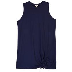 Plus Solid Side Ruched Sleeveless Dress