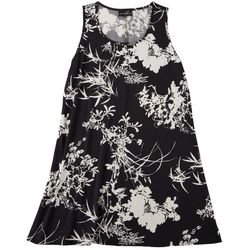 Lexington Avenue Plus Black & White Floral Sleeveless  Dress