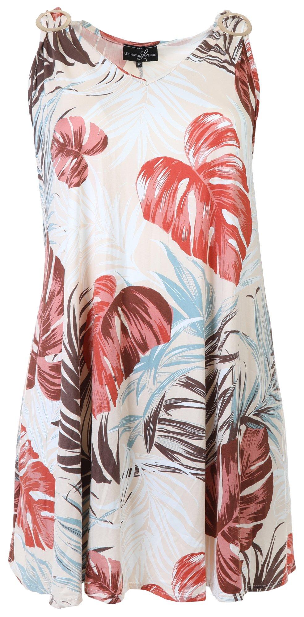 Lexington Avenue Plus Tropical O-Ring Sleeveless Dress