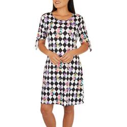 Plus Floral Checked Short Sleeve Dress