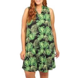 Womens Plus Tropical Sleeveless Dress