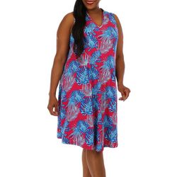 Lexington Avenue Womens Plus Tropical Sleeveless Dress