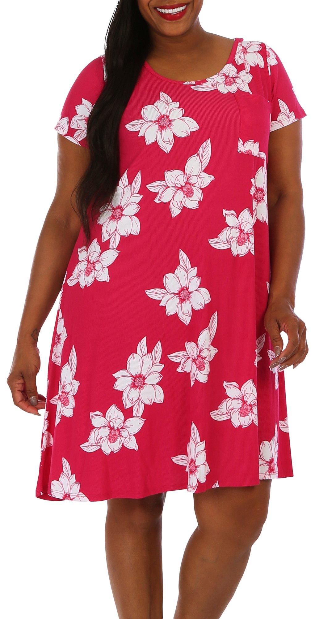 Lexington Avenue Plus Floral Short Sleeve Casual Dress
