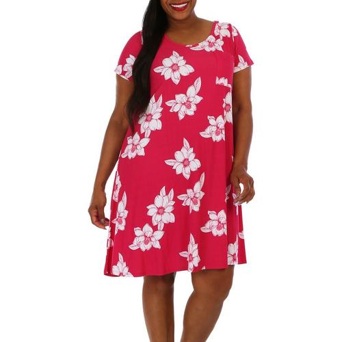 Lexington Avenue Plus Floral Short Sleeve Casual Dress