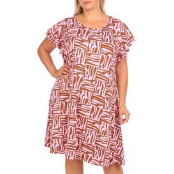 Plus Print Ruffle Tier Short Sleeve Dress